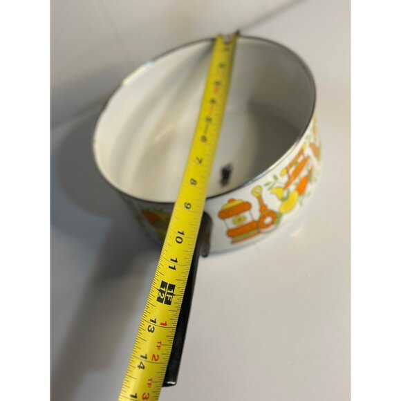 VTG 1970 West Bend Enamelware Sauce Pan Pot 14.5" NO Lid - MCM Green Yellow - Picture 9 of 9